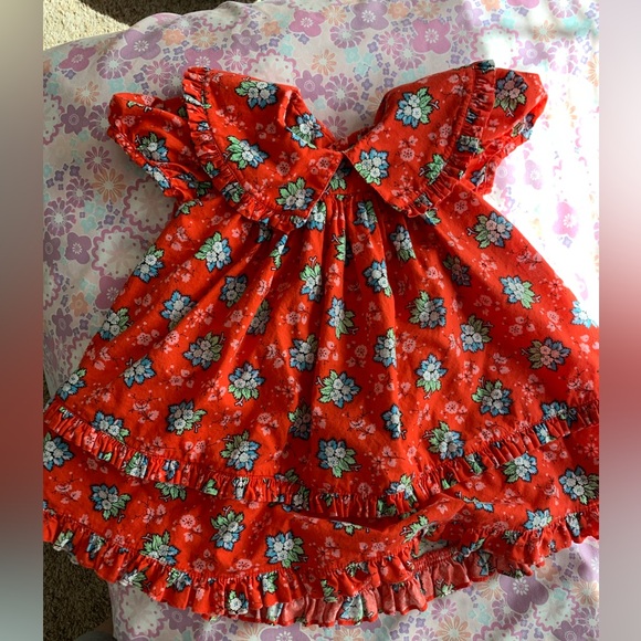 Vintage 90s Red with flowers dress size 12 months - Picture 3 of 9